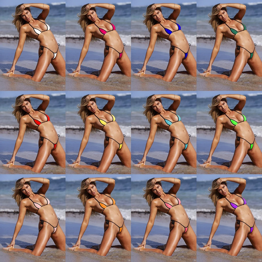 

sexy three-point Brazilian bikini beach micro thong bikini women swimsuit bathing suit mini swimwear 12 colors swim sui