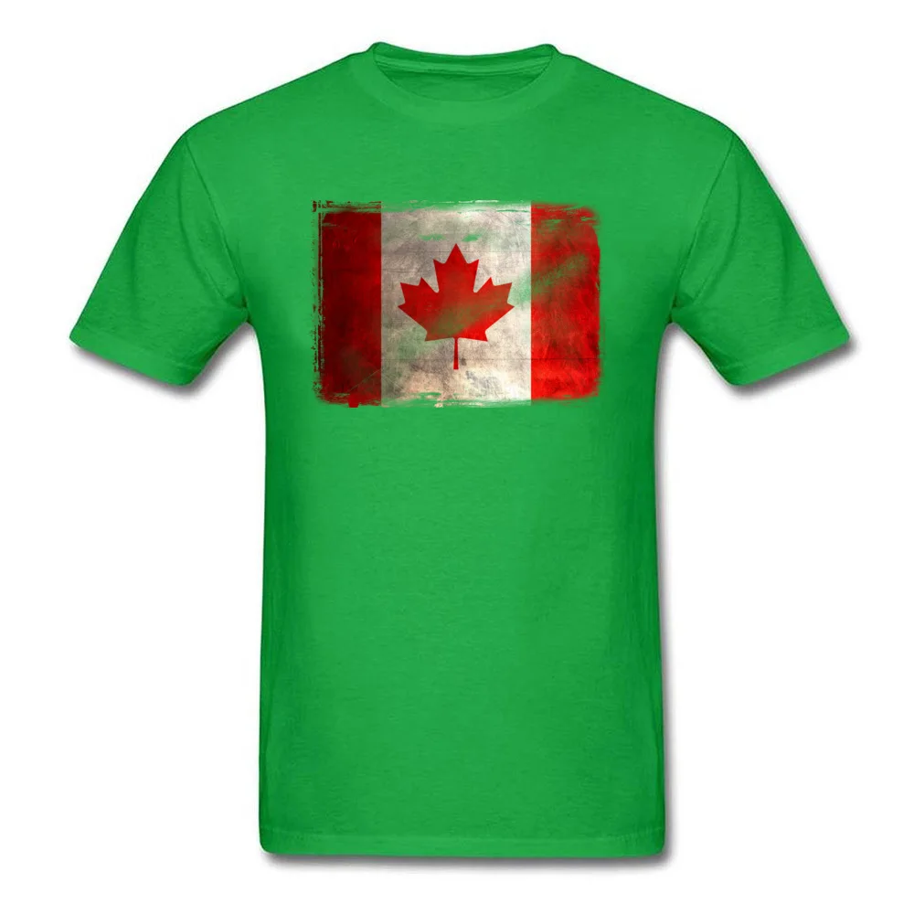 Distressed vintage Canada Flag Short Sleeve Tops Shirt Round Neck 100% Cotton Male T-Shirt Customized Sweatshirts Graphic Distressed vintage Canada Flag green