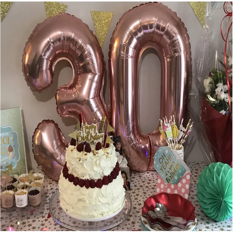 1 шт. 32 дюйма розовое золото цифры шар фольга поплавок надувные алюминиевые покрытые фольгой шары для дня рождения свадьбы декор