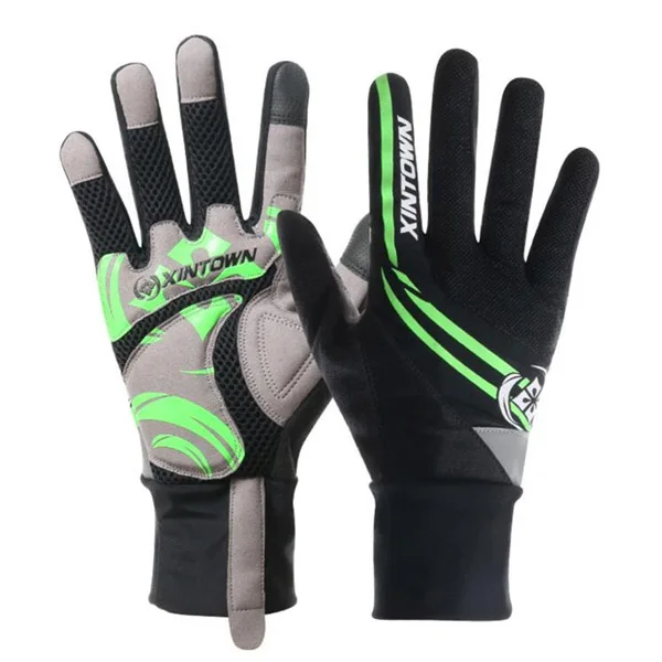 Полный палец велосипедные перчатки мужские уличные Mtb шоссейные велосипедные 3D спортивные сенсорные Гелевые перчатки Padde - Цвет: Green
