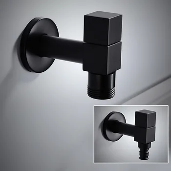 

Antique Washing Machine Faucet Black Square Washing Machine Faucet Balcony, Bathroom Single Handle Single Cold Standard Faucet