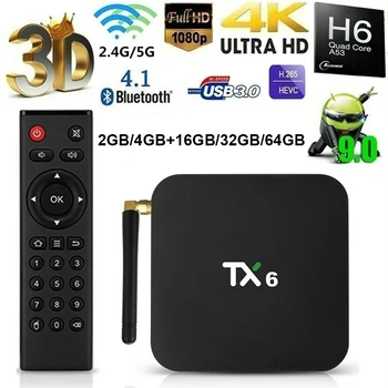 

TX6 Smart Tv BOX IPTV TV Box android 9.0 Allwinner H6 4GB DDR3 32GB/64GB EMMC 2.4GHz 5GHz WiFi BT4.1 HD 4K H.265 IPTV Set top