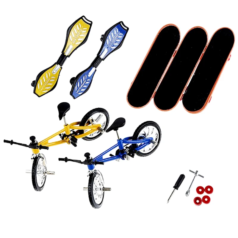 Mini 7 шт./компл. Пальчиковый скейтборд гриф и bmx велосипед игрушка для детей кататься на коньках доски скутер весело новинка подарок