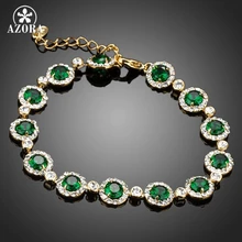 AZORA Glam золотой цвет 13 шт. зеленый высокое качество круглый, кубический цирконий соединенный браслет TS0065