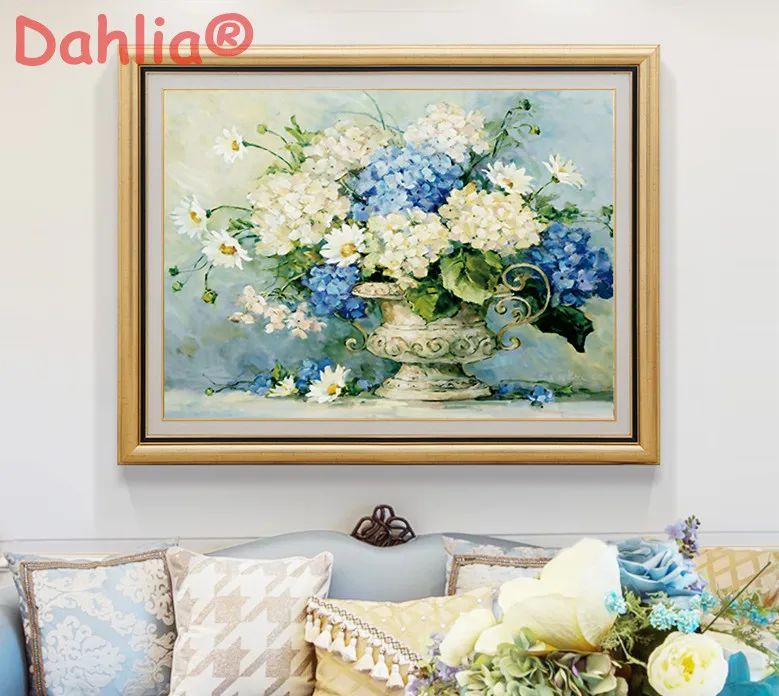 

Flower Hydrangea Continental Arts Needlework Embroidery DIY DMC Cross Stitch Kits Crafts 14CT Unprinted Home Decor Handmade