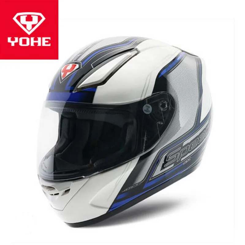 Европейский сертификат ECE YOHE анфас мотоциклетный шлем ABS локомотив полное покрытие мотоциклетные шлемы с PC линзами козырек - Цвет: Небесно-голубой