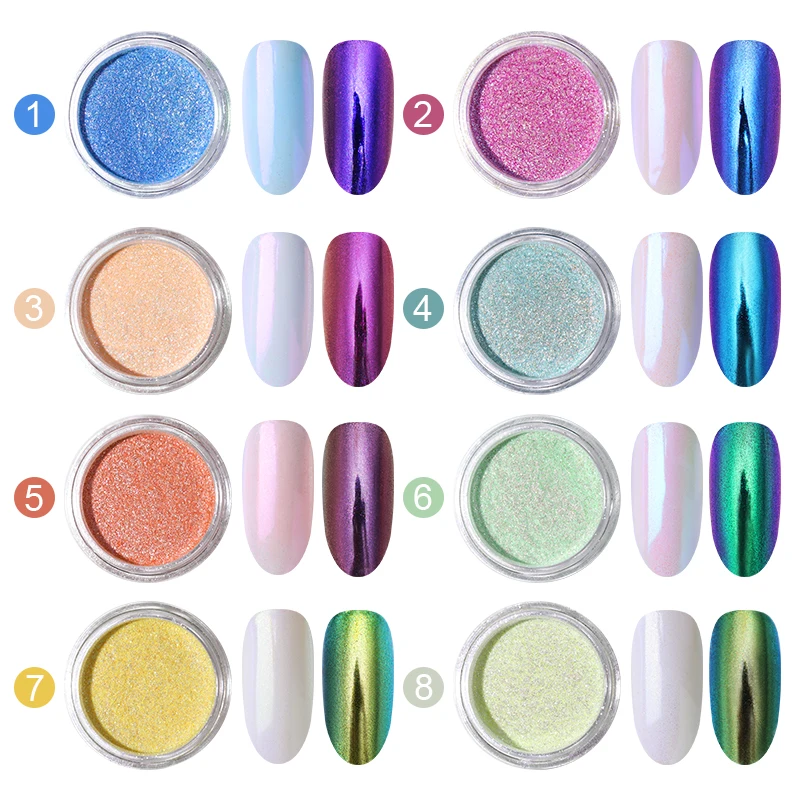 Chameleon Nail Powder Mirror Effect Dipping Glitter Metallic Chrome Nail Pigment Pearl Dust Manicure Art Decoration