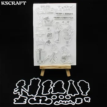 

KSCRAFT Christmas Elf Transparent Clear Silicone Stamp Cutting Dies Set for DIY scrapbooking/photo album Decorative 103