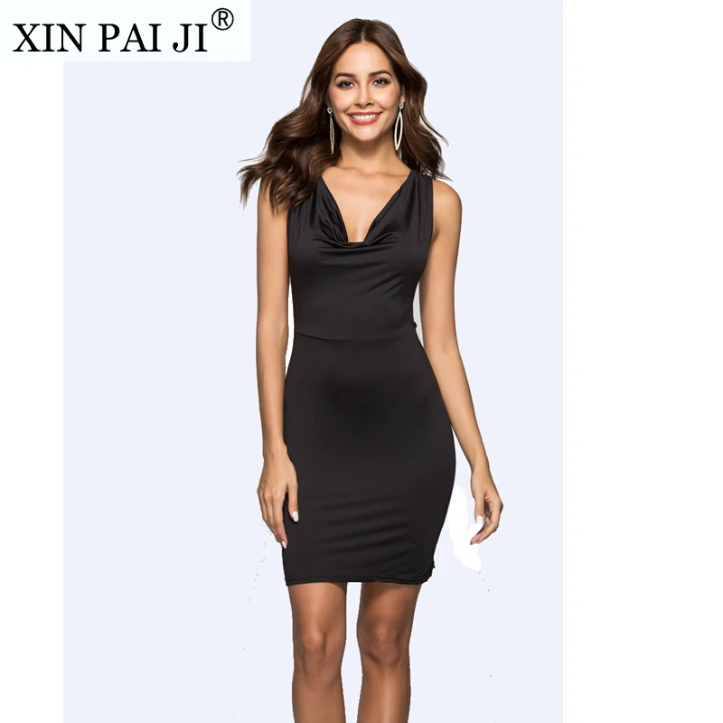 

Party Dress Sexy Cross Backless Mini Dress 2018 Women V Neck Sheath Sleeveless Summer Dresses vestidos
