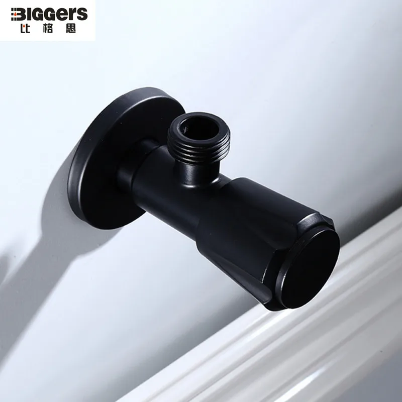 G1/2 Нержавеющей Стали Угловой переключатель для ванной комнаты черный цвет для туалета клапан крана воды подведенный внизу
