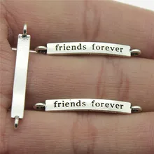 WYSIWYG 10pcs Schmuck DIY Handmade Craft Charms Antik Silber Farbe 4x32mm Freunde für immer Anschluss