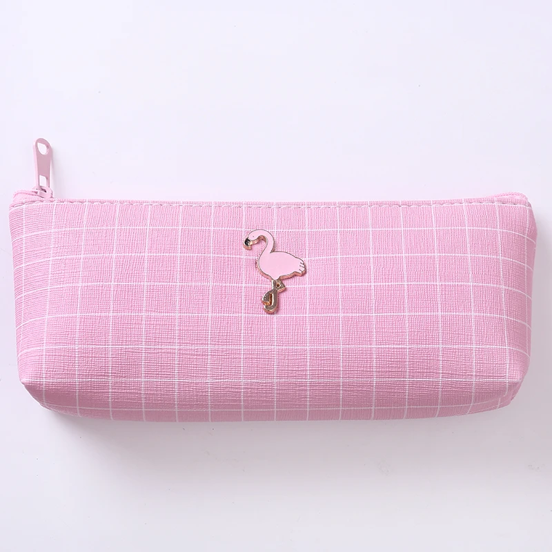 Розовая Сетка pu кожаная сумка для карандашей милый Фламинго флеш-накопитель в виде единорога сумка для хранения канцелярских принадлежностей Органайзер чехол школьные принадлежности студенческий подарок - Цвет: Flamingo