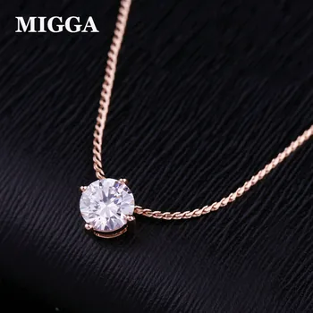 MIGGA brillant broche réglage cubique zircone cristal collier chaîne Choker Rose or couleur femme bijoux