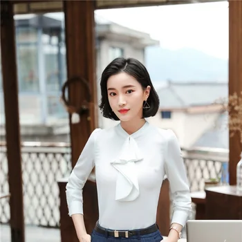 

2018 New Styles Spring Autumn Blouses & Shirts For Women Business Work Wear Ladies Tops Blouse Clothes Plus Size Elegant White