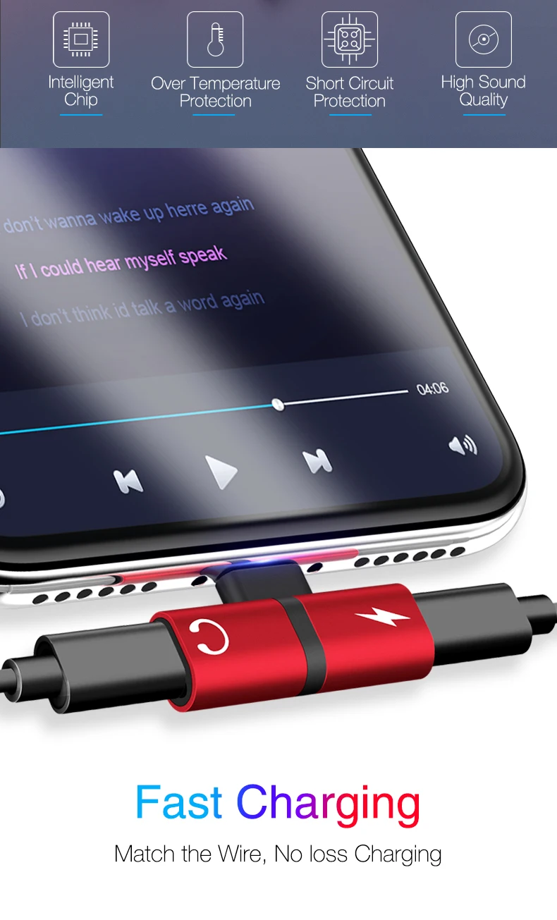 KISSCASE 2 в 1 аудио Aux адаптер для iPhone 11 Pro MAX наушники зарядка наушников двойной адаптер сплиттер конвертер для iPhone X