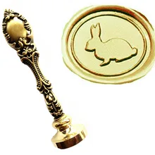 Изображение на заказ логотип Винтаж Милый Кролик роскошный воск печать штамп латунь павлин металлической ручкой подарочный набор