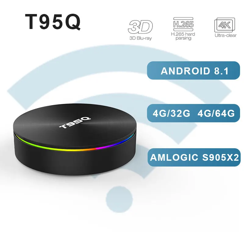 

T95Q 4GB 32/64GB TV BOX Amlogic S905X2 Android 8.1 TV BOX 4K Smart Media Player DDR4 Quad Core 1000M 2.4G&5GHz Dual Wifi PK T9