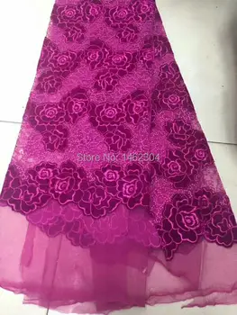 

7 Colors Latest Exquisite Nigerian Lace Fabric Embroidery Flower Floral Tulle Lace Net Yarn Polyester Material African lace