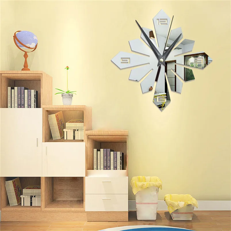 Modern Large DIY Mirror Surface Wall Stickers Art Wall Clock Sticker Home Office Room Decor Muraux Pour Enfants Chambres 40JUL113
