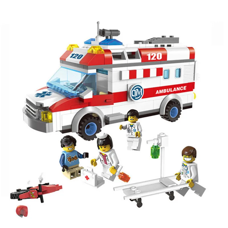 

New Arrival 328pcs Ambulance Car ABS Building Blocks DIY Assembling Bricks Brand Toy Children Birthday Gifts