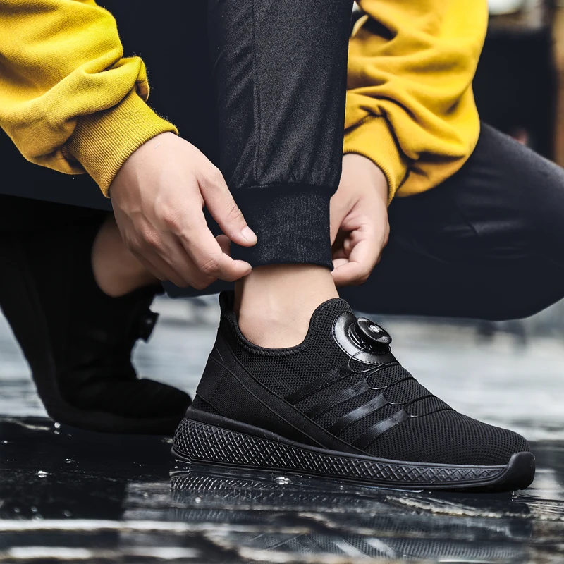 

2019 New Men Shoes Running Shoes For Men Black Rotate Shoelace Light Breathable Sport Shoes Athletic Walking Jogging Sneakers
