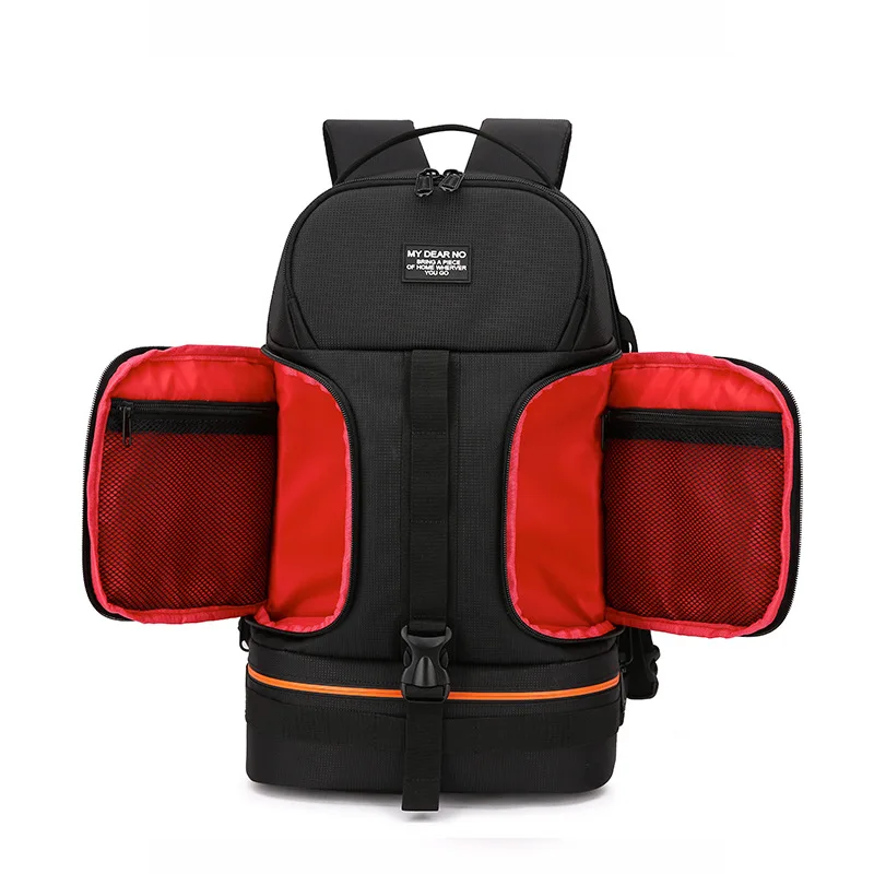 OBAFU DSLR Waterproof Shockproof Shoulders Camera Backpack Tripod Case Reflector Stripe fit Laptop Bag for Canon Nikon Sony - Цвет: Red