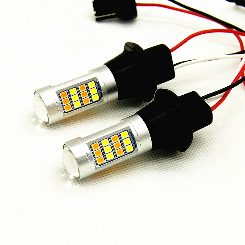 Dianshi 2 шт. T20 7440 2835 42SMD 20 Вт Автомобильный светодиодный DRL Дневной ходовой светильник двухцветная лампа поворотного сигнала