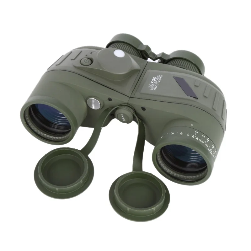 10x50 للماء البحرية مع rangefinder الليلية مناظير Fogproof إنارة HD تلسكوب شبكاني البوصلة الصيد ليلة