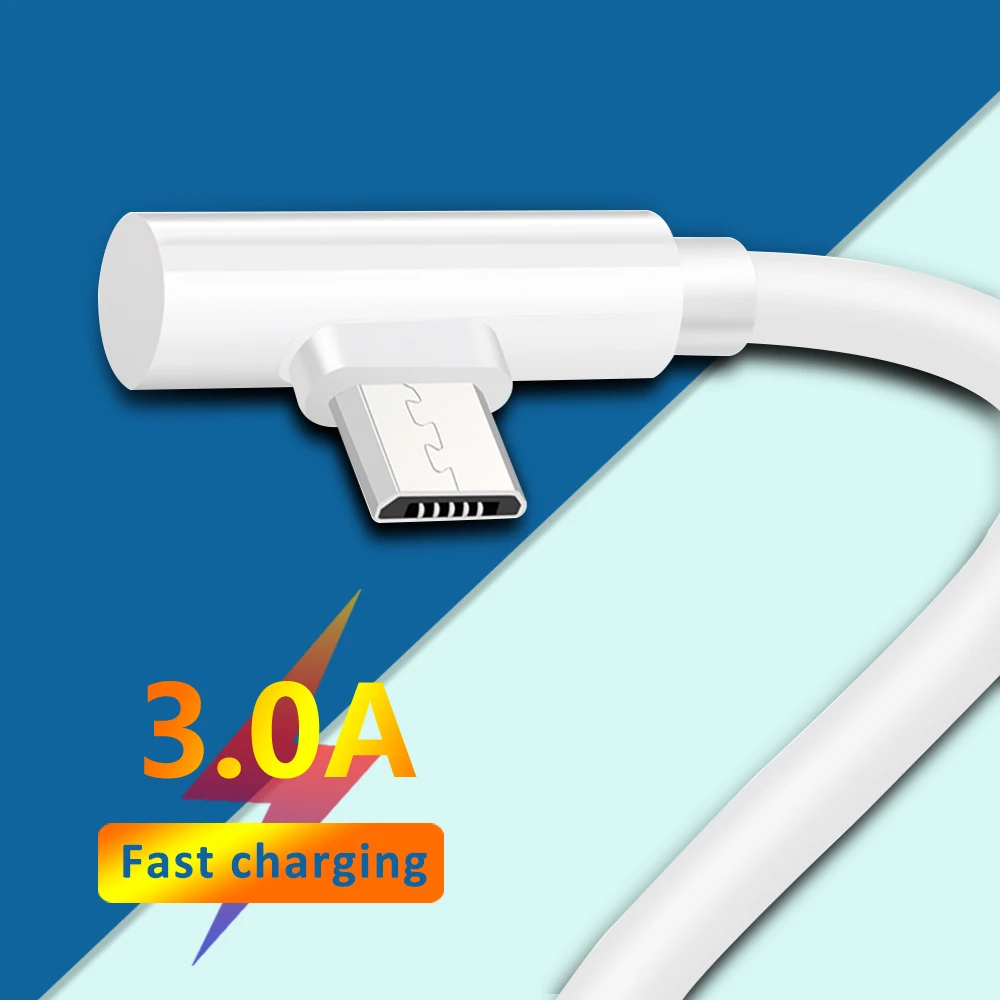 

3A USB Type C 90 Degree Micro USB Cable for Samsung Galaxy Huawei Xiaomi mi8 mi6 iPhone Fast Charging Data Cable
