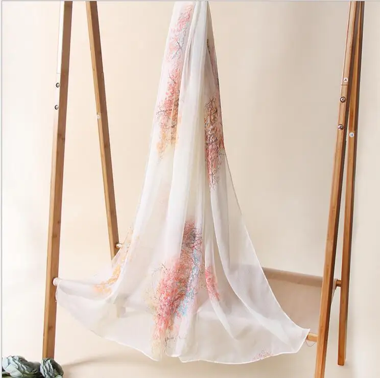 Весенний дизайн шелковый длинный шарф для девочек большой размер шаль из пашмины брендовые шарфы женский шарф лето - Цвет: 6