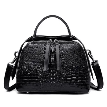 2019 New Women Genuine Leather Handbags Crocodile Pattern Luxury Crossbody Bags for Women Shoulder Bag Top Handle Handbag lauwoo women crocodile embossed cow leather handbag female leisure casual lady crossbody shoulder bag messenger top handle bags