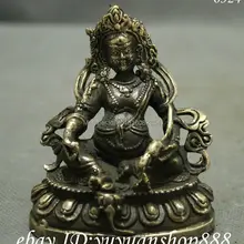 Тибет Бронза Медь Желтый Jambhala Buddhsim Маммона Бог Богиня Статуя Будды