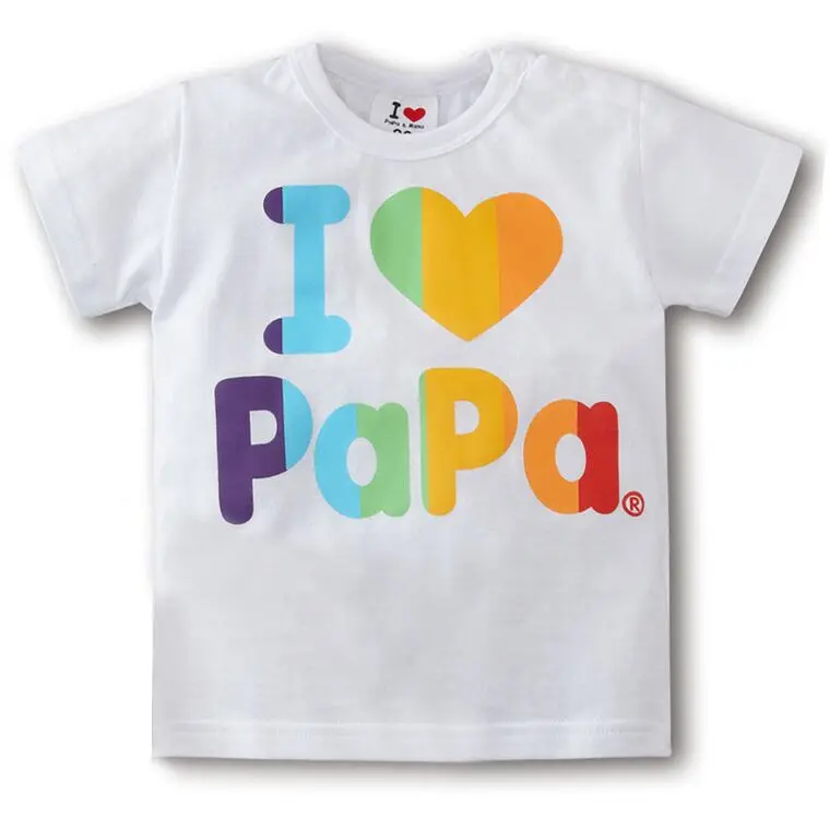 Детская футболка с надписью «I love papa» «I love mama» модная футболка для малышей детская короткая рубашка с короткими рукавами футболки для малышей и детей постарше - Цвет: Многоцветный