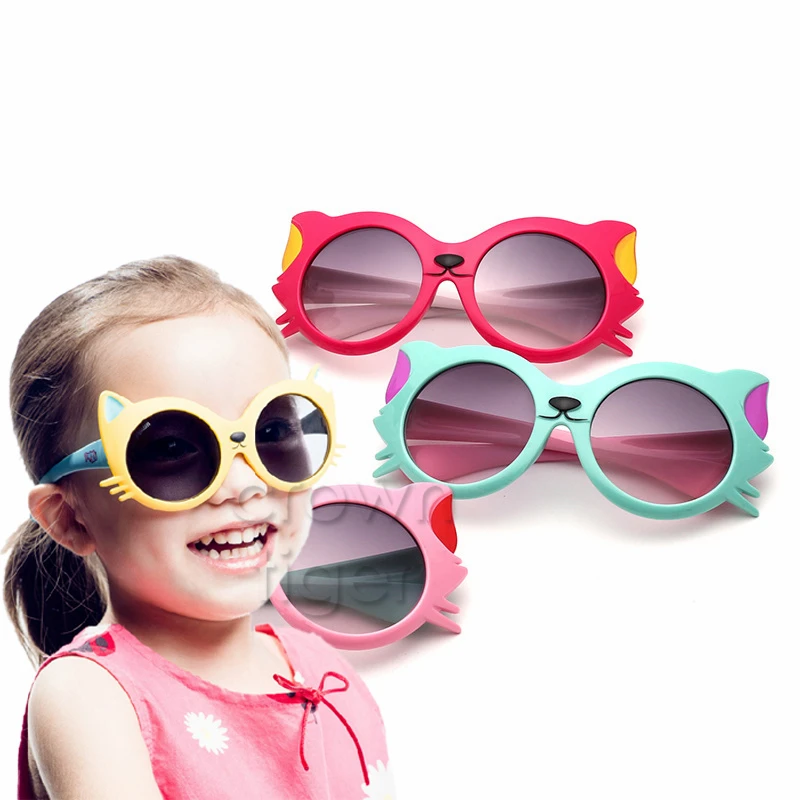 

2018 summer Girls Boy Cartoon Cat Anti UV400 Eyeglasses Toddler Baby Sunglasses kids party outdoor eyewear clothes accessories