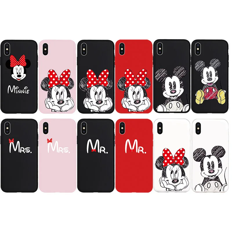 

Minnie Mickey Mouse Cartoon Soft Case for iPhone 7 7Plus 8 8Plus 6 6s Plus X Xs Max XR 5 5s SE Phone Cover TPU Silicone Cases