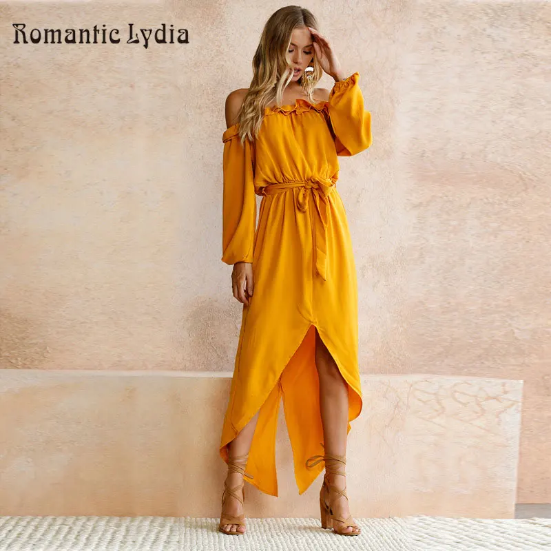 

Women 2019 Spring Dress Fashion Solid Casual Long Sleeve Sexy Club Slash Neck Loose Dresses Vestidos
