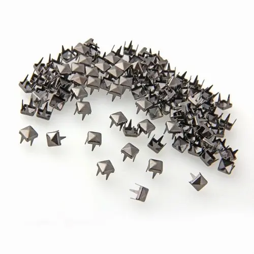 

Hot 100 5mm Pyramid Dark Grey Stud Rivet DIY Handbags Bracelets