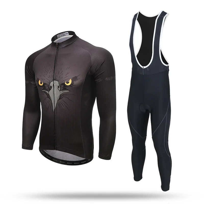 

XINTOWN New Men Long Sleeve Spring Autumn Cycling Jersey Clothing Breathable Cycling Clothes Warm Bib Pants Set