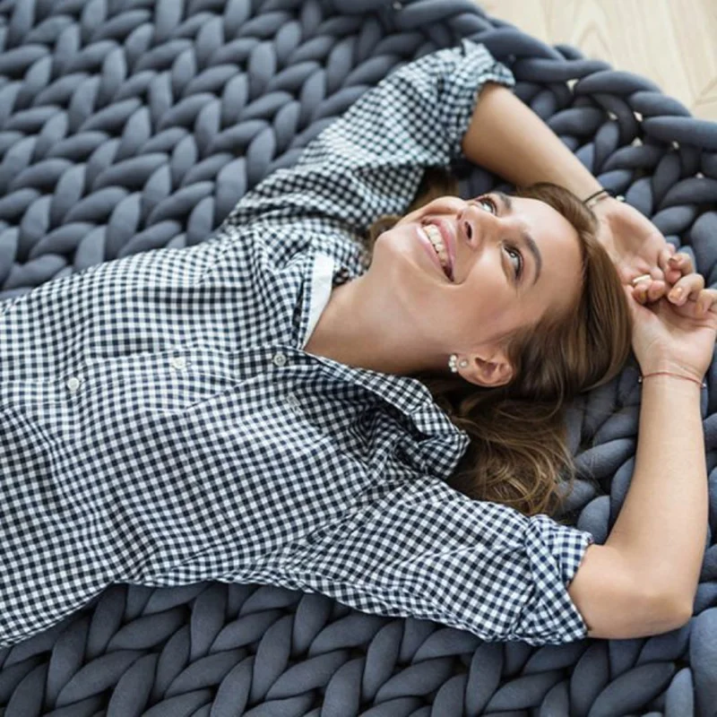 

Hot Sale! Coarse Wire Hand-Woven Wool baby blanket Sofa Soft Chunky Knitting 2018 Nordic Photography Thick Decorative 80*60