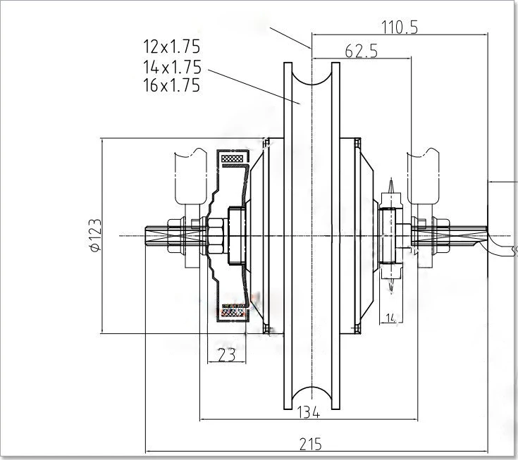 1" 36 V 350W задний мотор-колесо YOUE ручной Электрический миксер для теста моторколесо, мотор для центрального движения колеса