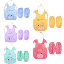 Детский кулинарный фартук с длинным рукавом, Детская водостойкая картина, маслостойкий мультяшный фартук, аксессуары для кормления из хлопка