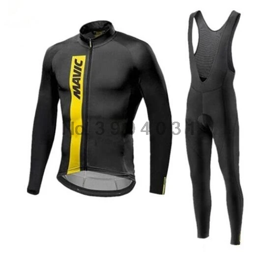 

MAVIC long sleeve set autumn bib cycling wear clothing ropa bicycle bike cycling jersey bib pants + 9D Silicone roupa ciclismo