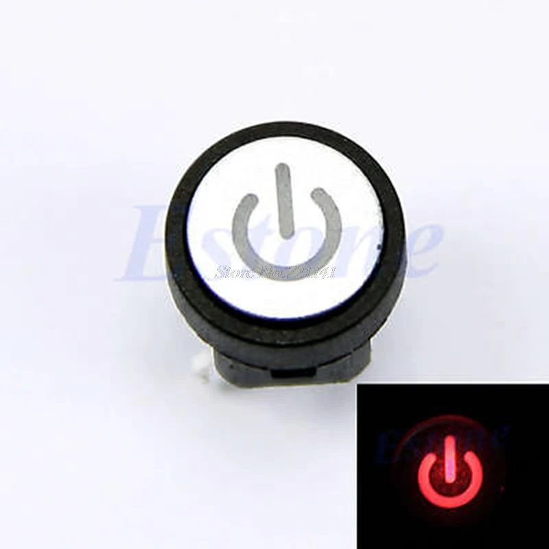 

5pcs/lot Red Led Light Power Symbol Push Button Momentary Latching Computer Case Switch