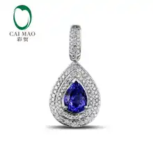 CaiMao 18KT/750 Белое золото 1,45 ct натуральный IF Синий танзанит AAA 0,28 ct полный разрез Алмазный обручение украшение-подвеска с драгоценными камнями