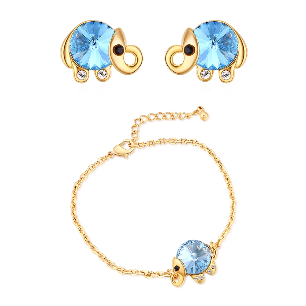 

Baffin New Trendy Animal Jewelry Sets Crystals From Swarovski Elephant Chain Bracelet Stud Earrings Gold Color For Women Girls
