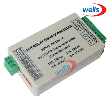 

3 CH DMX 512 RELAY OUTPUT , 3CH dmx512 Controller,with case,LED DMX512 Decoder,Relay Switch Controller,Max 10A
