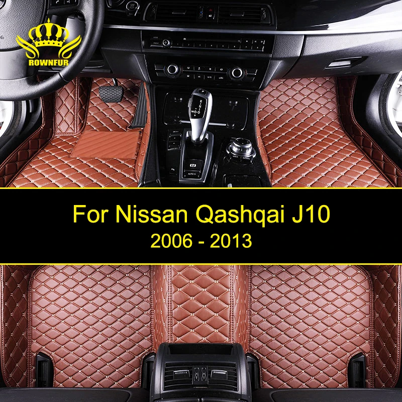

ROWNFUR Waterproof Car Floor Mats ForNissan Qashqai J10 Protect The Car Clean Leather Floor Mats Auto Interior Car Carpet Mat