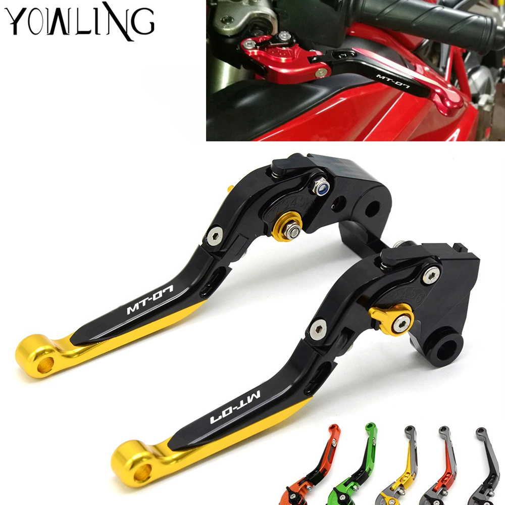 

For YAMAHA MT-07 MT 07 MT07 2014-2017 Motorcycle Accessories Adjustable Folding Extendable Brake Clutch Levers LOGO MT-07 Gold