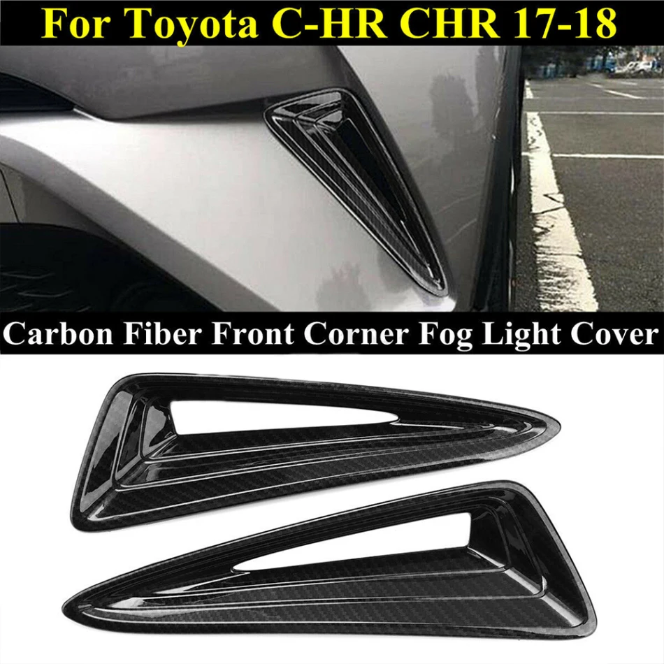 

2Pc Car Front Corner Fog Light Cover For Toyota C-HR CHR 17-18 Waterproof ABS Chrome Black Carbon Fiber Car Styling Accessories