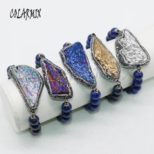 5 шт. бисерные браслеты браслет ручной работы голубой камень свободной формы Смешанные цвета друзы камень бусины браслет 4930